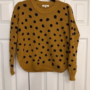 Madewell Mustard and Black Polka Dot Sweater